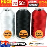 Set of 3 Basic Colors Polyester Machine Embroidery Thread Huge Spool 5000M All E