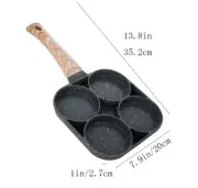 New Egg Frying Pan Non-Stick 4 Hole Wooden Handle
