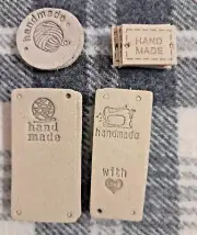 HANDMADE Yarn Clothing Labels Accessories Sew On Patches Cement Grey 13pcs