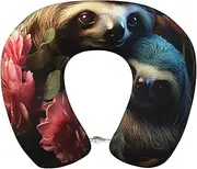GDSHJKLW A Sloth and A Baby Sloth Memory Foam Travel Pillow Soft Comfortable Neck Pillow U-Shaped Head Support Pillow Travel Accessories for Sleeping Rest Airplane Car and Office