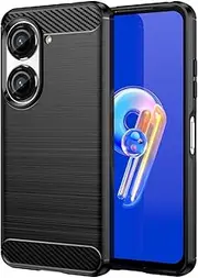 [Eabhulie] Asus Zenfone 9 Case, Soft Carbon Fiber Brushed TPU Case Cover for Asus Zenfone 9 Black