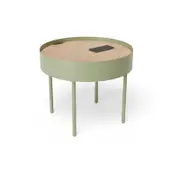 Tao Round Side Table Natural Ash Tabletop Dusty Green Base