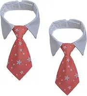 Dog Cat Wedding Collar, Adjustable Formal Necktie Bow Tie for Small Dog, Puppy, Cat (Pink 2Pcs,S+S)