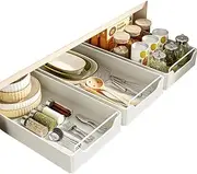 Monehet Pull Out Cabinet Organiser, Heavy Duty Slide Out Drawers with Adhesive Nano Film, Sliding Pantry Shelves, Roll Out Storage Shelf for Kitchen, Living Room, Bathroom(12’’Wx17’’Dx2.8’’H)