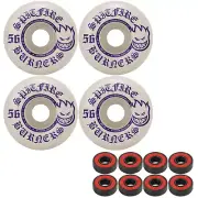 Spitfire Skateboard Wheels Burners 56mm 99A White/Purple with Abec 5 Bearings