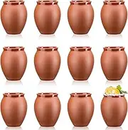 SUN GKOTTA 12Pcs 2oz/60ml Cantaritos De Barro Mexicanos,Mini Jarritos De Barro Mexicanos Pottery Cocktail Glasses,Mexican Shot Glasses Taco Tuesday Cups For Celebration,Tequila,Margaritas