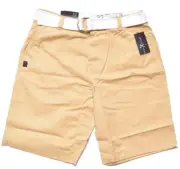 Marc Ecko Cut & Sew New Mens Twill Camel Khaki Beige Shorts 32 Inseam 12"