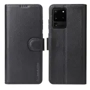 For Samsung Galaxy S20 Ultra Case iCoverLover Genuine Leather Wallet Cover Black