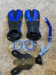 HEAD Tarpon Barracuda Volo One Adult Silicone Snorkeling Set Blue Size Small