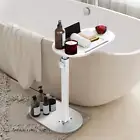 Bathtub Tray Table with Adjustable Height, Bamboo Bath Caddy Tray Tub against W