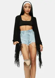 Catch The Wind Open Front Fringe Cardigan