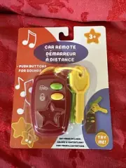 Car Remote Keys Battery Operated Push Buttons Sounds Activated Red Plastic Toy