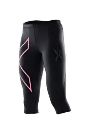 2XU Womens 3/4 Compression Tights - Black/Baby Pink