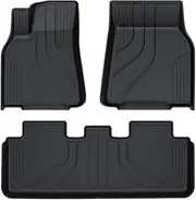 1.5× Raised Edges Upgraded TPE Floor Mats Compatible with Tesla Model Y 2024-2017, Full Edge Wrapping WP Cargo Liner Trunk Mats(3PCS Floor Mats)