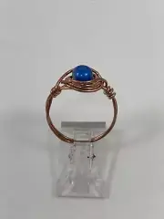 Handmade ~ Copper Wire Wrap ~ Glass Bead Ring ~ Size 8 #113