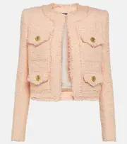 [Balmain] Balmain Cropped tweed jacket UK 18 pink