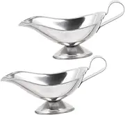 HEALEEP 2pcs Stainless Steel Gravy Bowls with Spout Sauce Pitcher for Salad Dressing and Fruit Juice Ergonomic Design for Easy Handling for Dining Table Use