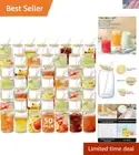 50pcs Glass Cups With Lids and Straws,16 oz Drinking Glasses,Beer Can Shaped ...