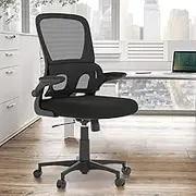 Advwin Ergonomic Office Chair - Mesh Office Chair with Flip-up Armrests, High Back Desk Chair Swivel Computer Chair, Height Adjustable & Rocking Study Chair Task Chair for Home Office Black