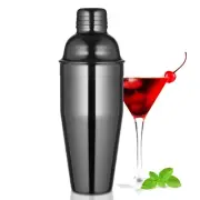 Black Cocktail Shaker, Gunmetal 24 oz Martini Shaker Bar Shaker with Built In...
