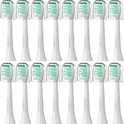 Replacement Toothbrush Heads Compatible with Philips Sonicare：16 Pack Soft Replacement Electric Brush Head for 4100 5100 6100 HX9023/65 W Optimal Control Snap-on System (White)