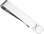 [uxcell] Initial Tie Clip for Men, Stainless Steel Letter x Alphabet Necktie Bar Pinch Clips 26 Letters A-Z with Gift Box for Regular Ties Wedding Father's Day, Silver Tone