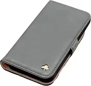 Porter Riley - Leather Case for iPhone SE 2022/20 and iPhone 8 / iPhone 7. Premium Genuine Leather Stand/Cover/Wallet/Flip Case with Card Slots & Horizontal Stand (Grey/Pink)