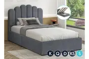 LFORDSON Bed Frame Gas Lift Storage Base Wooden Grey MILTON