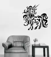 Vinyl Wall Decal Fairytale Unicorn Child Tattoo Style Stickers (n1740)