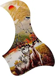 BESTonZON Elk Pattern Self Adhesive Guitar Sticker Easy to Install Protective Pick Guard for Acoustic Guitars Light Brown Durable Material
