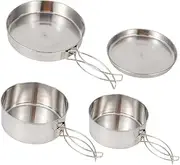 TINEASUR 1 Set Portable Stainless Steel Camping Cookware Set Pot and Pan Kit for Outdoor Activities for Hiking Picnics and BBQ Compact Lightweight Easy to Store