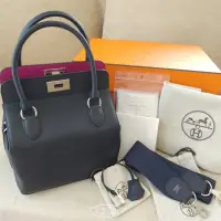 在飛比找蝦皮購物優惠-二手精品 HERMES TOOLBOX 20 黑色 銀扣拼玫