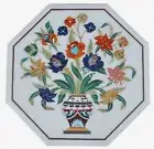 Flower Vase Design Inlay Work Coffee Table Top White Marble Hallway Side Table