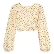 We Wore What Daisy Flower Billow Sleeve Crop Top Women's Size Large L NWT