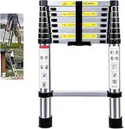 Durable Ladder Telescoping Extension Ladder,Telescoping Ladder 1.4M/6.2M Multi-Purpose Folding Aluminium Telescoping Ladder Extendable Portable Loft Ladder Home Foldable Ladder(Color:Silver,Size:3.8