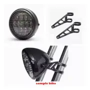 7.7" gloss black headlight led daymaker bracket cafe racer bobber project custom