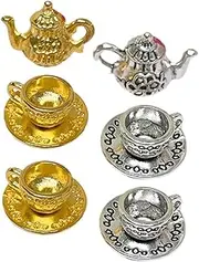 SOPOTUTU 2 Sets Miniature Teapot and Cups of Dollhouse Kitchen Playset Accessories for Realistic Decoration and Vibrant Color Design for Miniature Scenes