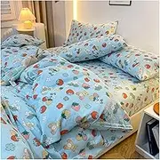Luxury Bedding 4-Piece Print Grid Duvet Cover Sets Bed Sheet Set Fitted Sheet Set Twin/Double/Queen Quilt/Comforter Cover Sets for Kids Children Teens Adults (Color : E, Size : 4pc-200x230-150x200CM