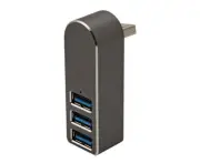 Aluminum Alloy Rotating USB3.0 HUB Splitter Usb Hub Splitter 3 Port Usb 3.0 Hub Extension - Gray