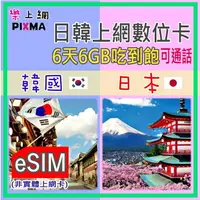 在飛比找樂天市場購物網優惠-日韓數位上網 eSIM虛擬上網卡 6天6GB吃到飽 日本上網