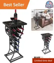 Freestanding Wine Rack Console Table - Holds 11 Bottles - Black Marble Top