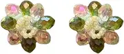 [RYEPOLNIX] Handcrafted Earrings Green Crystal Lucite Beaded Stud Earrings Summer Beach Sweet Cute Cool Girls Party Earrings/748
