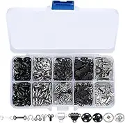 100 Pcs Metal Sewing Hooks and Eyes Closures Set Snap Buttons Press Studs Fasteners for Skirt Bra Trouser Dress Sewing DIY Crafting Clothing Fixing Tool(Color:Black and White)