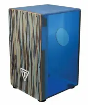 TYCOON CLEAR CAJON DRUM w/ SNARE ROYAL BLUE ACRYLIC HAND PERCUSSION