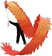 Dragon Dance Silk 3D Colorful Dragon Dance Ribbon Streamer 75cm/29.5 in Chinese Silk Flowy Spinning & Shaking Poi for Outdoor Fitness Exercise (Color : Red, Size : 0.4KG 6m/19.7ft)
