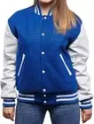 Womens Varsity Bomber Letterman High Quality Wool & White Leather Sleeves Jacket