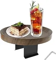 Couch Armrest Tray Table Adjustable 30cm x 30cm Traditional Style Sofa Arm Tray Table Clip on for Square Couch Armrest Eating Drinks Snacks (Walnut)