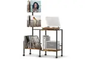 Rotating Record Player Stand with Vinyl Storage - Holds 200 Albums