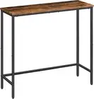 Console Table - Rustic Brown Slim Metal Frame | Compact & Sturdy Hallway Entrywa