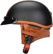 German Helmet Half-Open Vintage Open Motorcycle Helmet Cruiser Scooter Half Shell Jet Helmet ECE Certification Open Helmet for Adults Women and Men for Moped Biker Scooter Helmet